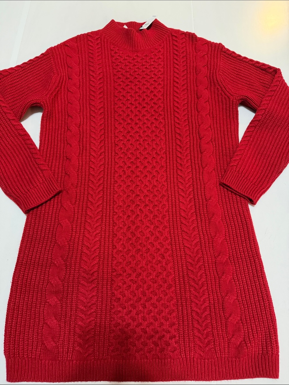 Banana Republic Red Cable Knit Turtleneck Sweater Dress S NWT